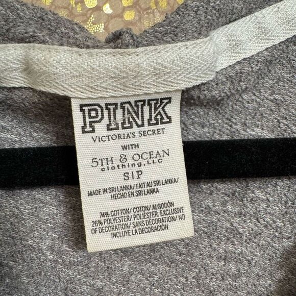PINK Victorias Secret Oakland A's Gray Green Sequin Hoodie Sweater Small - Picture 7 of 7